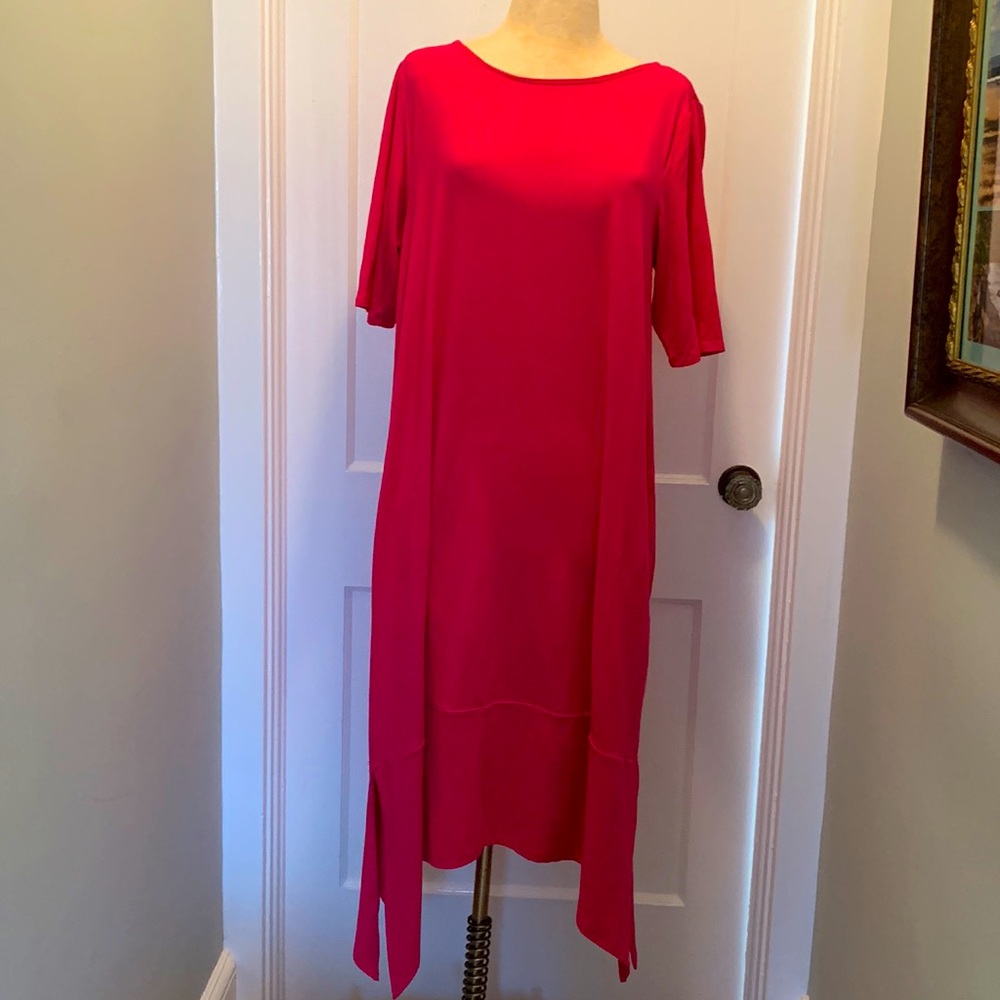 Barbie Pink Cuddl Duds Flexwear Maxidress Sz Large w/ pockets & keyhole back